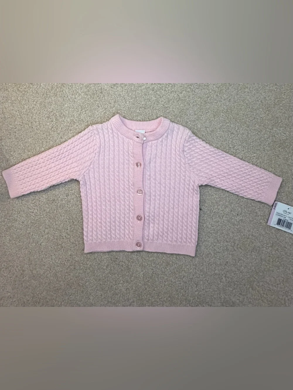 Little Me Baby Girl Pink Cable Knit Cardigan Sweater 9M NWT
